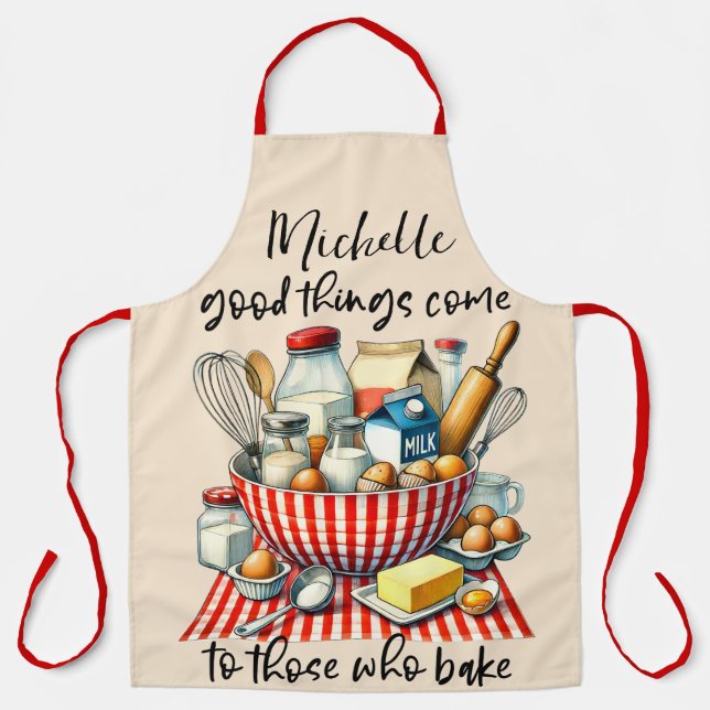  Personalised Good Things Come To Those Who Bake Apron (Front)
