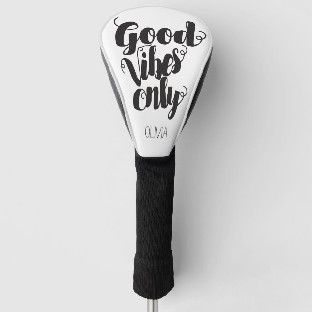 Personalised Good Vibes Only Golf Head Cover (Front)