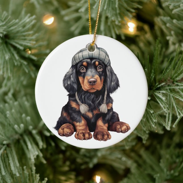 Personalised Gordon Setter Dog Ceramic Tree Decoration (Tree)