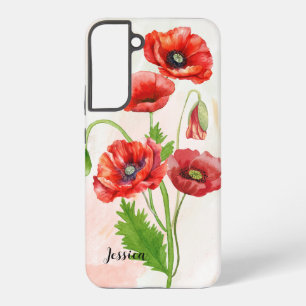 Personalised Gorgeious Watercolour Poppies Print Samsung Galaxy Case