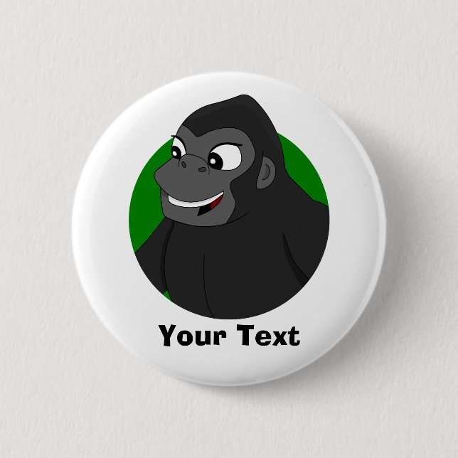 Personalised Gorilla Cartoon Button (Front)