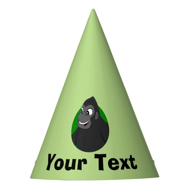 Personalised Gorilla Cartoon Party Hat (Front)