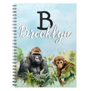 Personalised Gorilla Chimpanzee Jungle Monogram Notebook