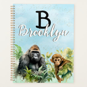 Personalised Gorilla Chimpanzee Jungle Monogram Planner