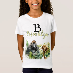 Personalised Gorilla Chimpanzee Jungle Monogram T-Shirt