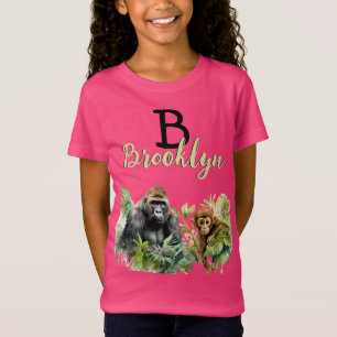 Personalised Gorilla Chimpanzee Jungle Monogram T-Shirt