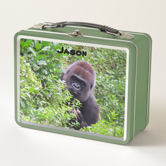 Personalised Gorilla Metal Lunch Box (Front)