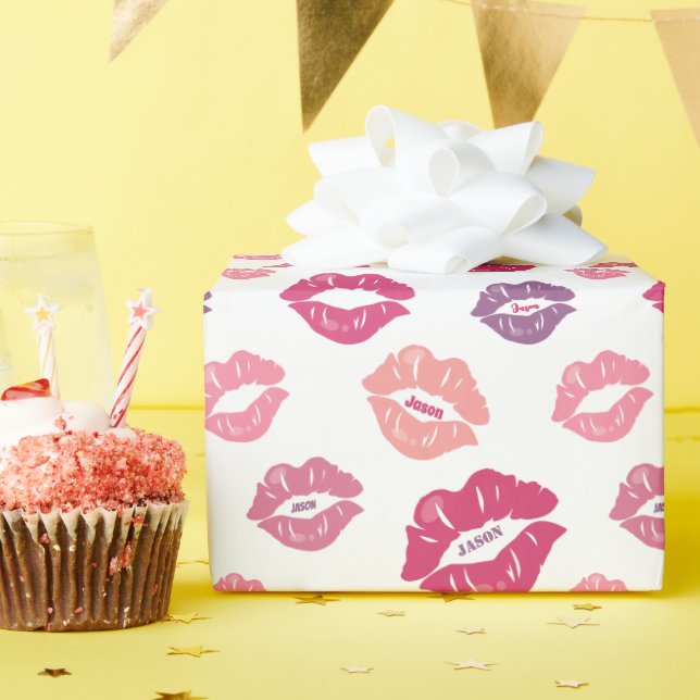 Personalised Got Your Name On My Lips Wrapping Paper (Birthday Party)