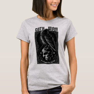 Personalised Goth Mum, Raven & Skull T-Shirt