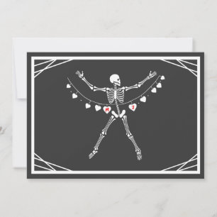 Personalised Goth Skeleton with Hearts  Holiday Card