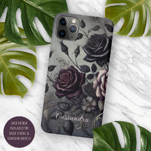 Personalised Gothic Dark Rose Floral Victorian iPhone 11 Pro Max Case