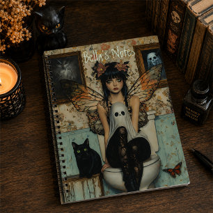 Personalised Gothic Fairy Ghost Cat Notebook