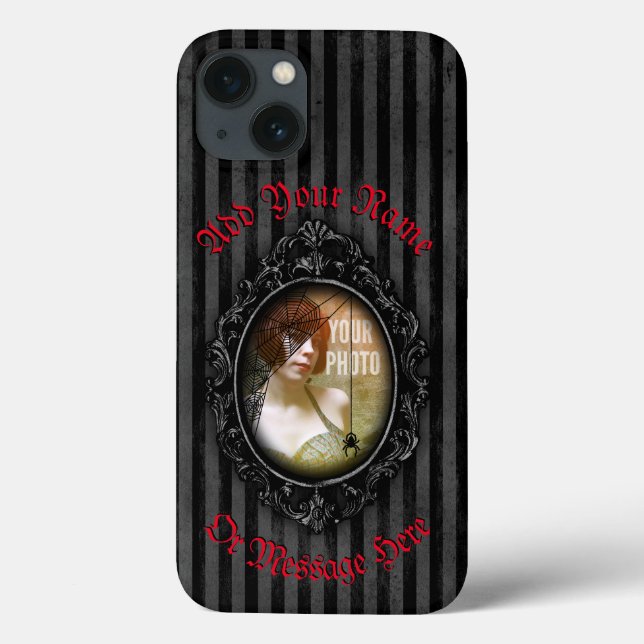 Personalised Gothic Frame With Spider iPhone Case (Back)