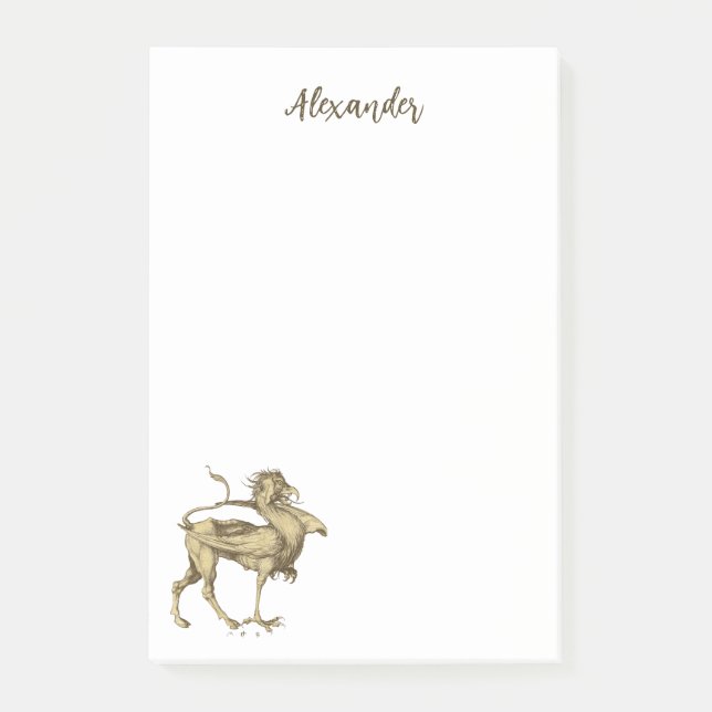 Personalised Gothic Griffin Renaissance Dragon Post-it Notes (Front)
