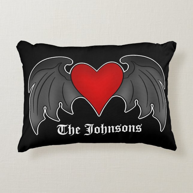 Personalised Gothic heart Decorative Cushion (Front)