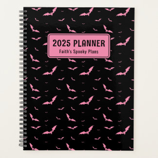 Personalised Gothic Pink & Black Bat Pattern Planner