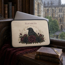 Personalised Gothic Raven Roses Vintage Ivory