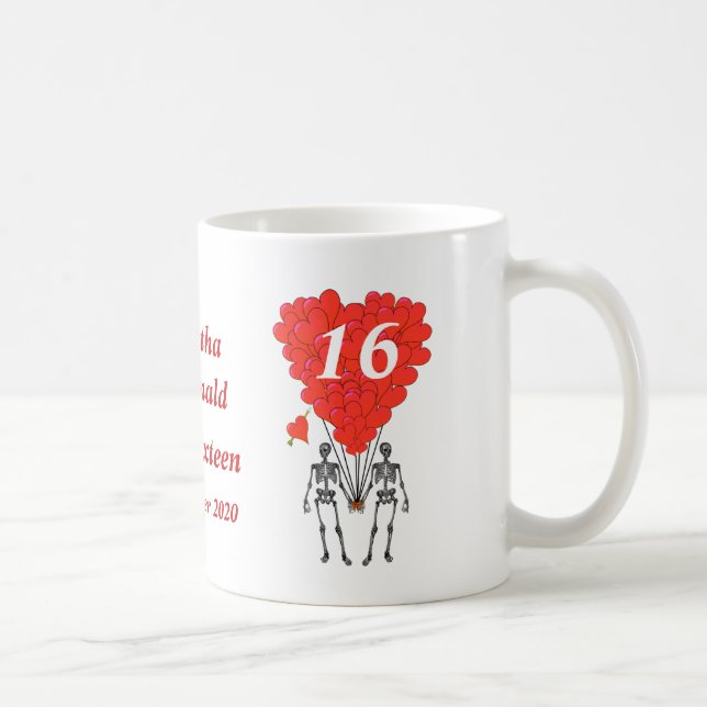 Personalised gothic skeleton Sweet Sixteen Coffee Mug (Right)