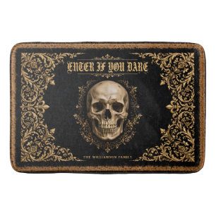 Personalised Gothic Skull Halloween Doormat Bath Mat