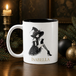 Personalised Gothic Witch – Custom Name Witchy Two-Tone Coffee Mug
