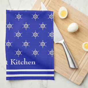 Personalised Gourmet Kitchen Purple Boat Helm Tea Towel