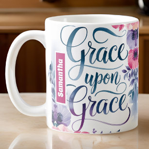 Personalised Grace Upon Grace Christian Coffee Mug