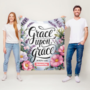 Personalised Grace Upon Grace Christian Women Fleece Blanket