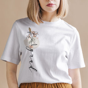 Personalised Grad Floral Sketch Modern Grad Script T-Shirt