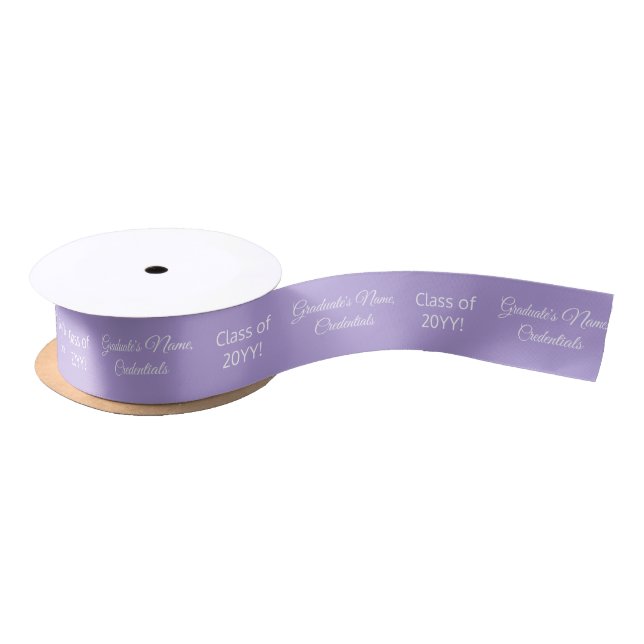 Personalised Grad Name Degree Class Pastel Purple Satin Ribbon (Spool)