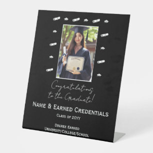 Personalised Grad Photo, Cap & Diploma Graduation Pedestal Sign