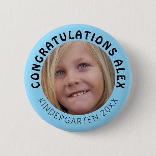 Personalised Grad Photo Kindergarten  6 Cm Round Badge