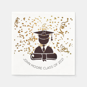 Personalised Grad Silhouette Diploma Confetti Napkin