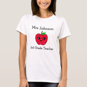 Personalised Grade and Teacher's Name Cute Apple T-Shirt