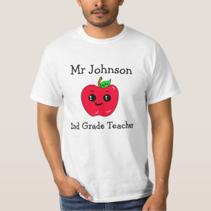 Personalised Grade and Teacher's Name Cute Apple T-Shirt