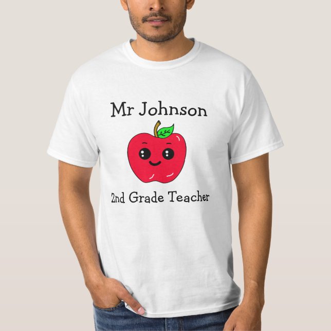 Personalised Grade and Teacher's Name Cute Apple T-Shirt (Front)