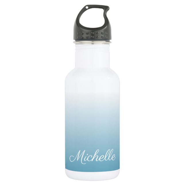 Personalised gradient ombre angel blue 532 ml water bottle (Front)