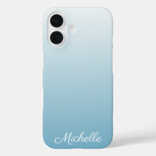 Personalised gradient ombre angel blue iPhone 16 case