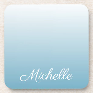 Personalised gradient ombre angel blue coaster