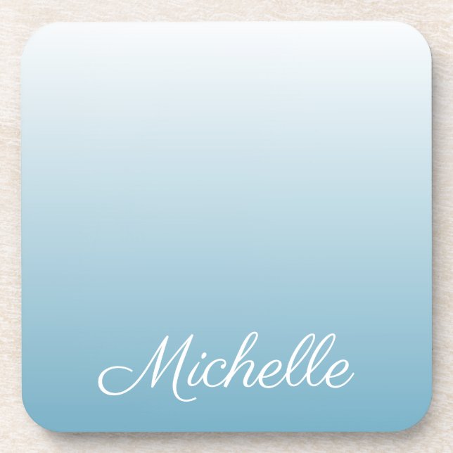 Personalised gradient ombre angel blue coaster (Front)