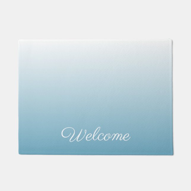 Personalised gradient ombre angel blue doormat (Front)
