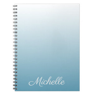 Personalised gradient ombre angel blue notebook