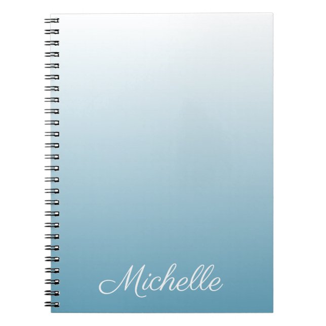 Personalised gradient ombre angel blue notebook (Front)