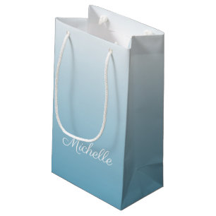 Personalised gradient ombre angel blue small gift bag