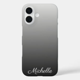 Personalised gradient ombre black shades of grey iPhone 16 case