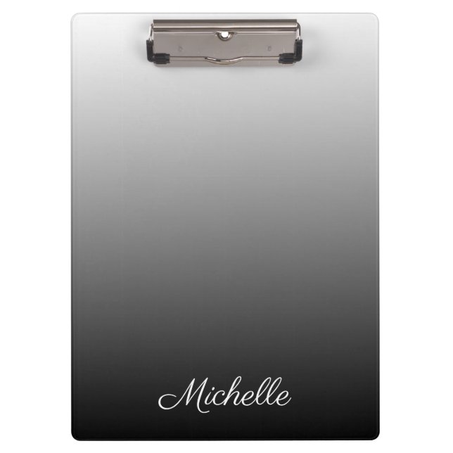 Personalised gradient ombre black shades of grey clipboard (Front)