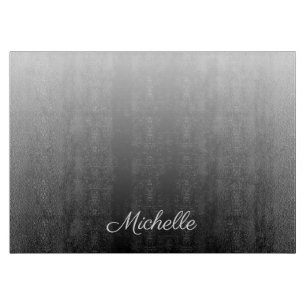 Personalised gradient ombre black shades of grey cutting board