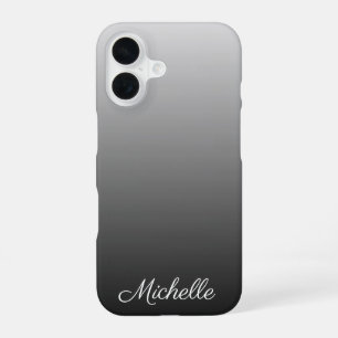 Personalised gradient ombre black shades of grey iPhone 16 case