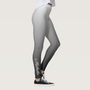 Personalised gradient ombre black shades of grey leggings