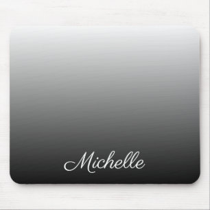 Personalised gradient ombre black shades of grey mouse mat