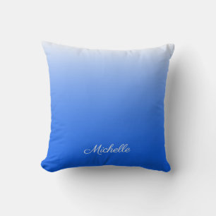 Personalised gradient ombre electric blue cushion